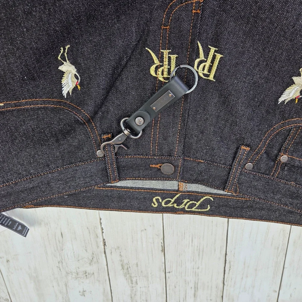 Sz‎ 38 Men PRPS Demin Shorts Black Gold E111P56ESH - New